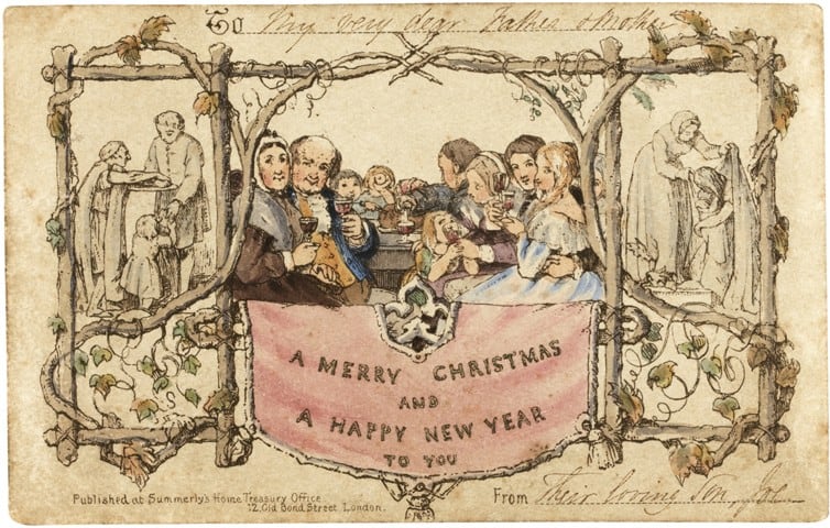 Primera postal de navidad de la historia.